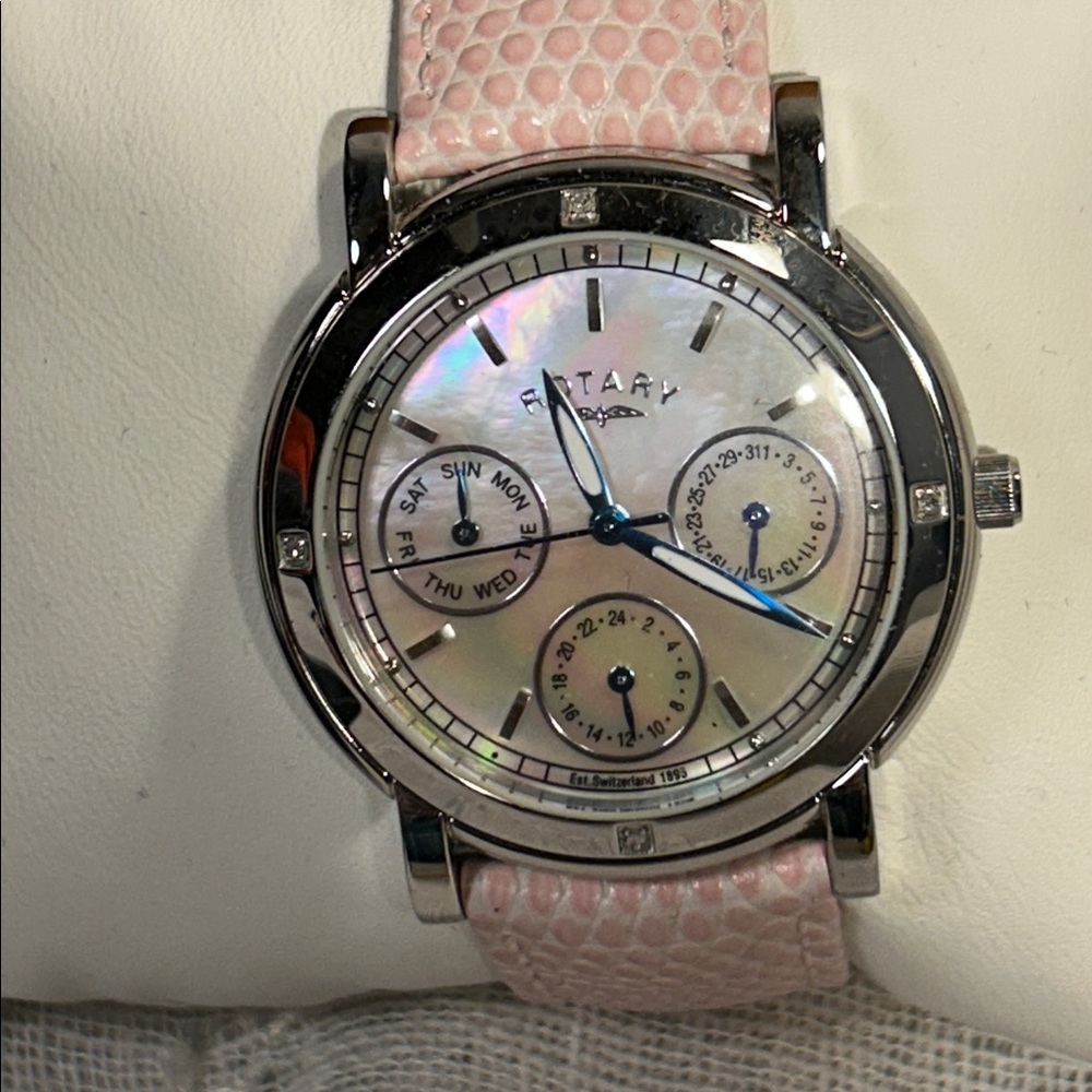 NIB Rotary Rocks diamond set time swiss waterproof watch RLS00024/07(12943)